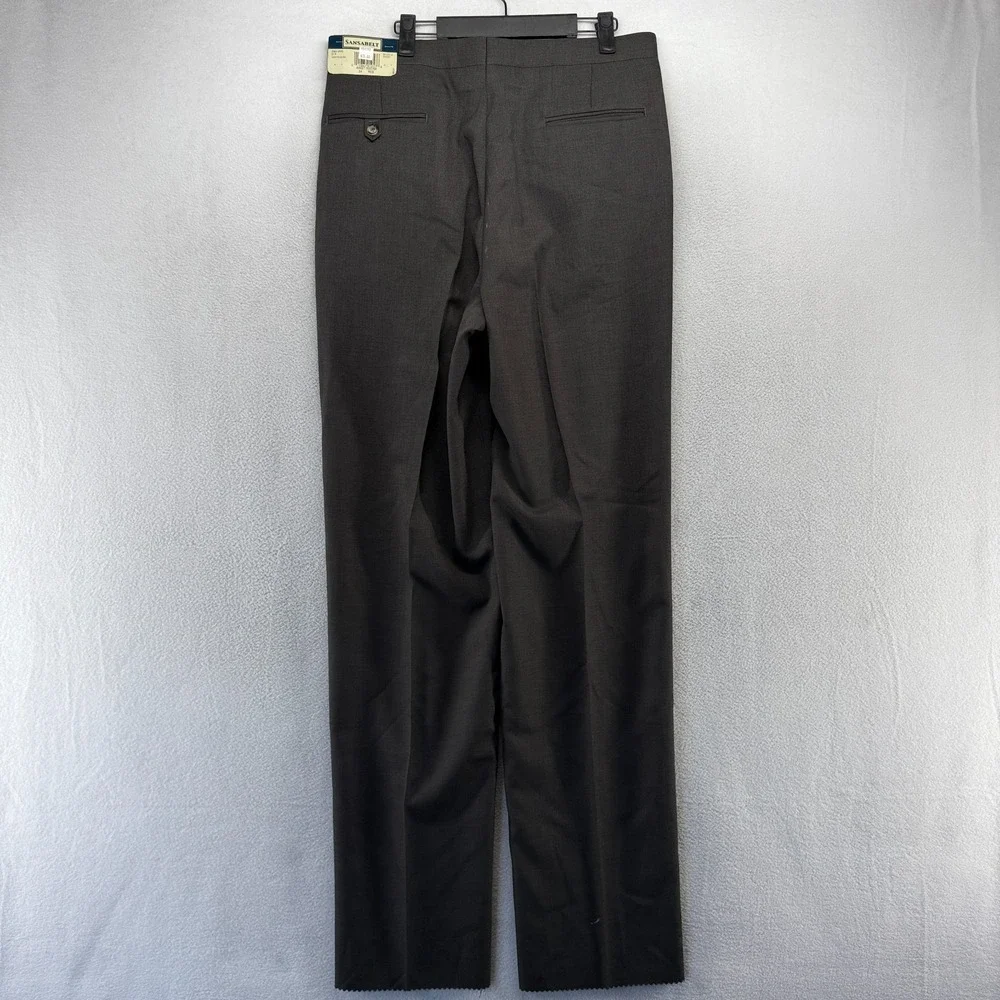 Vintage Sansabelt Dress Pants men's 34 Gray Trousers Unhemmed Raw Pleated NEW